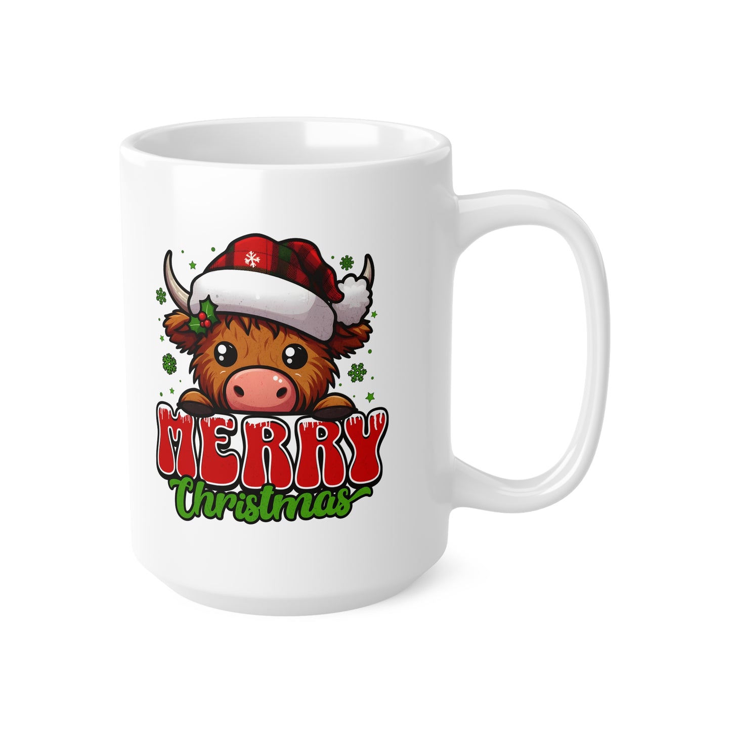 Highland Cow Merry Christmas Mug – Cute Festive Gift for Her or Him
