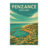 Penzance Harbour Vintage Travel Poster – Coastal Cornwall Print