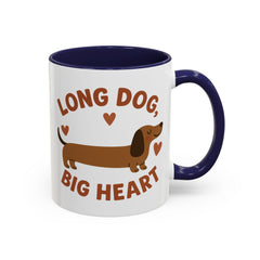 Funny Dachshund Christmas Mug - "Long Dog Big Heart" Sausage Dog Coffee Cup - Cute Dog Lover Gift, Secret Santa Present, Xmas Gift Idea