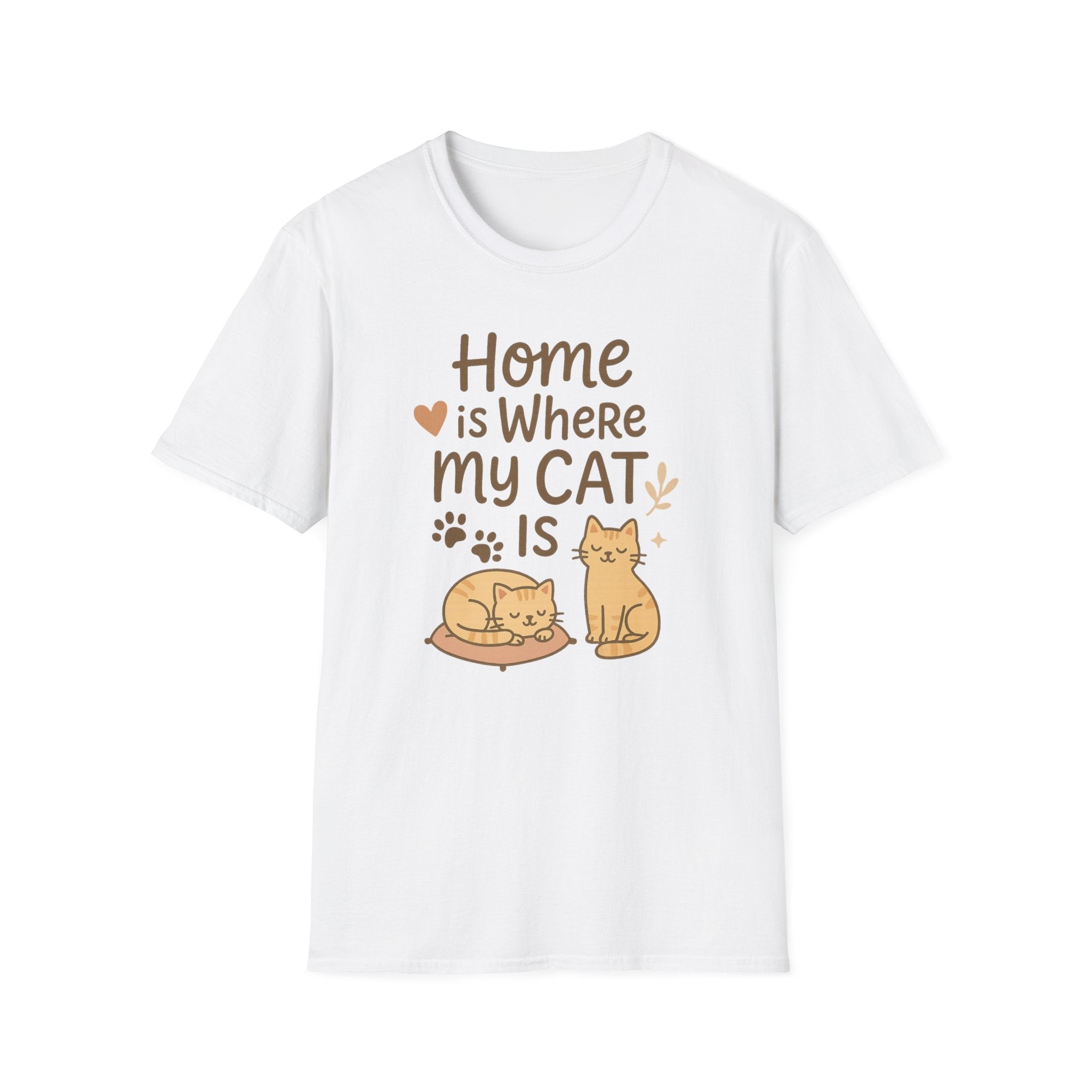 Funny Cat Christmas T-Shirt - "Home is Where My Cat Is" Shirt for Cat Lovers | Cute Secret Santa Gift | Cozy Xmas Cat Tee