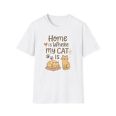 Funny Cat Christmas T-Shirt - "Home is Where My Cat Is" Shirt for Cat Lovers | Cute Secret Santa Gift | Cozy Xmas Cat Tee