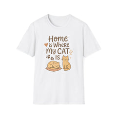 Funny Cat Christmas T-Shirt - "Home is Where My Cat Is" Shirt for Cat Lovers | Cute Secret Santa Gift | Cozy Xmas Cat Tee