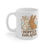Cute Bunny Mug - "Hoppily Ever After" Rabbit Coffee Cup | Christmas Gift, Secret Santa Present, Animal Lover Mug, Cute Rabbit Cup, Valentine