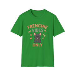Funny Grey French Bulldog T-Shirt - "Frenchie Vibes Only" Chirstmas Dog Lover Tee - Secret Santa Gift for Frenchie Owners