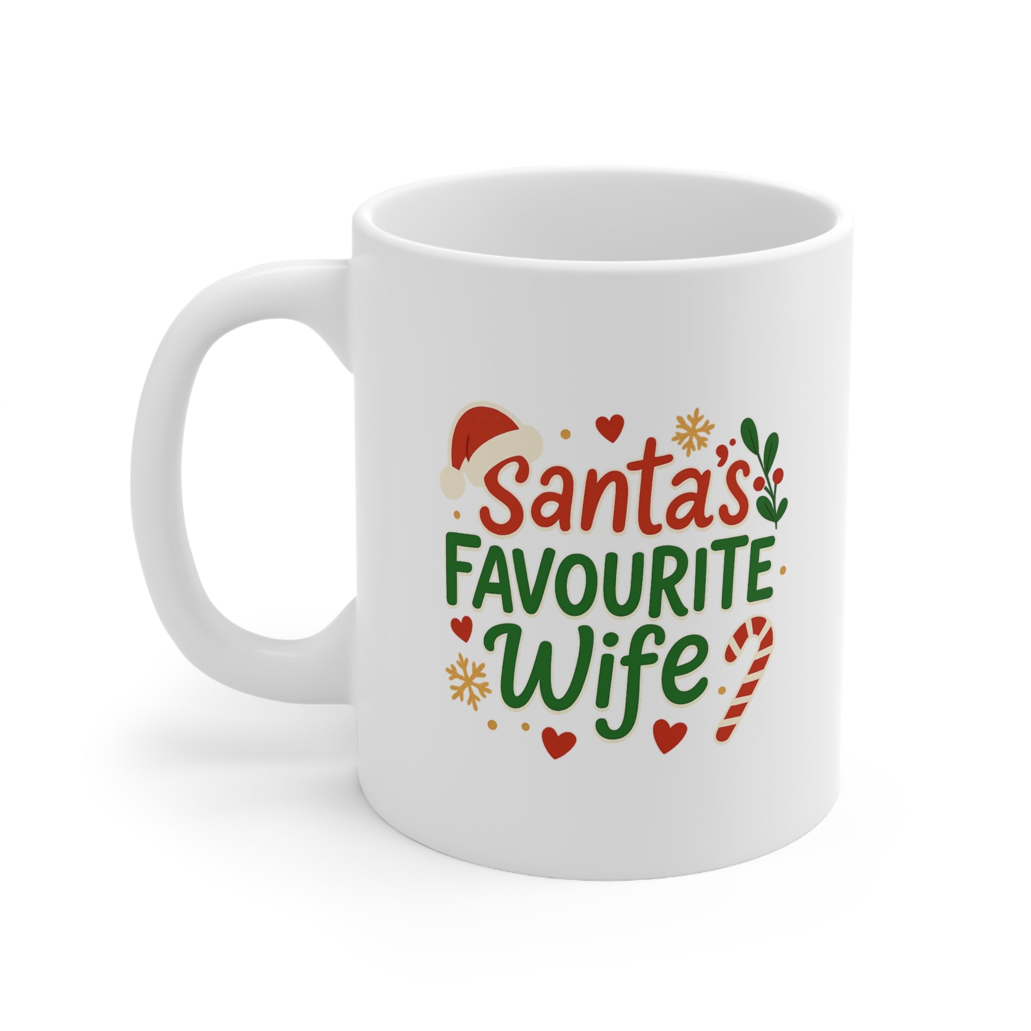 Santa's Favourite Wife Christmas Mug - Funny Xmas Coffee Cup for Wife - Secret Santa Gift, Festive Holiday Present for Her