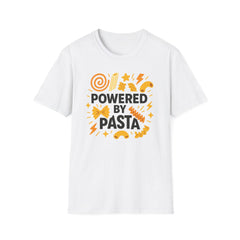 Powered by Pasta T-Shirt Funny Foodie Tee, Pasta Lover Gift, Italian Food Shirt, Secret Santa Idea, Quirky Christmas Gift for Him or Her