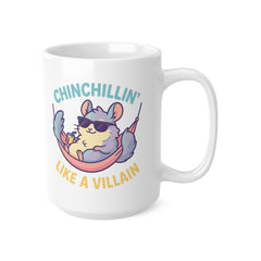 Funny Chinchilla Christmas Mug - Chinchillin Like a Villain Cute Cartoon Coffee Cup - Secret Santa Gift for Chinchilla Lovers and Pet Owners