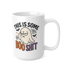 Funny Halloween Ghost Mug - This Is Some Boo Shit Coffee Cup - Sarcastic Gift for Friends, Secret Santa, Christmas Gag Gift, Spooky Cute Mug