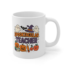 Spooktacular Teacher Halloween Mug - Funny Cute Ghost Pumpkin Witch Coffee Cup - Halloween Gift for Teachers, School Staff, Classroom
