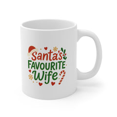 Santa's Favourite Wife Christmas Mug - Funny Xmas Coffee Cup for Wife - Secret Santa Gift, Festive Holiday Present for Her