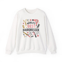 World's Best Hairdresser Sweatshirt - Funny Christmas Jumper Gift for Hairstylist, Secret Santa Salon Sweater, Work Party Clothes