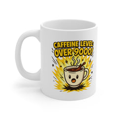 Caffeine Level: Over 9000 Mug - Funny Anime Coffee Cup for Otaku and Gamers - Bold Kawaii Design Gift for Coffee Addicts & Nerds