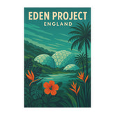 Eden Project England Vintage Travel Poster | Cornwall Eco Attraction Retro Print | Botanical Dome Wall Art