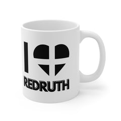 I Love Redruth Mug – Cornwall Flag Heart Mug, Cornish Gift Souvenir