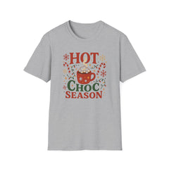 Funny Hot Choc Season Christmas T-Shirt - Festive Hot Chocolate Tee with Candy Canes & Lights | Xmas Gift, Secret Santa Present, Hot Cocoa