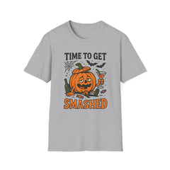 Funny Halloween T-Shirt - "Time to Get Smashed" Drunk Pumpkin Shirt - Boozy Jack O'Lantern Party Tee - Spooky Season Funny Shirt