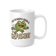 Funny Frog Christmas Mug - "I've Always Been A Hoptimist" Cute Cartoon Coffee Cup | Secret Santa Gift, Positivity Optimism for Frog Lovers