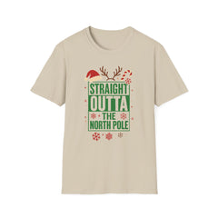 Straight Outta The North Pole Christmas T-Shirt - Funny Xmas Tee for Men Women - Secret Santa Gift, Holiday Party Shirt, Work Event Top NWA
