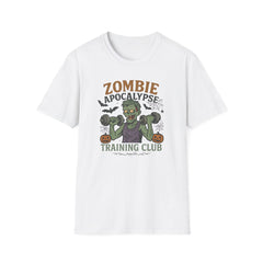 Zombie Apocalypse Training Club T-Shirt - Funny Halloween Gym Shirt - Spooky Fitness Tee for Halloween Lovers, Workout & Gift Idea