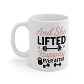 Funny Gym Mug for Women - And She Lifted Happily Ever After - Fitness Coffee Cup - Christmas Gift for Gym Lovers, Secret Santa Gift for Her