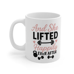 Funny Gym Mug for Women - And She Lifted Happily Ever After - Fitness Coffee Cup - Christmas Gift for Gym Lovers, Secret Santa Gift for Her