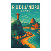 Rio de Janeiro Brazil Vintage Travel Poster | Retro Christ the Redeemer & Beach Art Print | Coastal City Decor