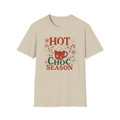 Funny Hot Choc Season Christmas T-Shirt - Festive Hot Chocolate Tee with Candy Canes & Lights | Xmas Gift, Secret Santa Present, Hot Cocoa