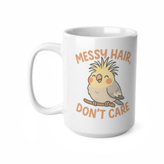 Cute Cockatiel Christmas Mug - "Messy Hair Dont Care" Funny Bird Mug - Secret Santa Gift, Stocking Filler, Christmas Present for Bird Lovers
