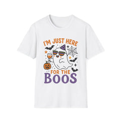 Funny Halloween T-Shirt - Im Just Here for the Boos Ghost Tee - Cute Spooky Shirt for Her, Him, Friends - Boo Party Costume Top
