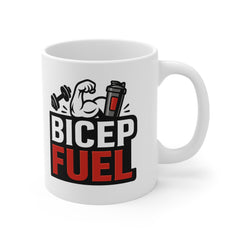 Funny Gym Mug - Bicep Fuel Fitness Coffee Mug | Christmas Gift for Gym Lovers, Secret Santa for Him, Bodybuilder Fitness Enthusiast Gift