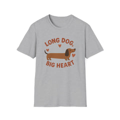 Funny Dachshund Christmas T-Shirt - "Long Dog Big Heart" Sausage Dog Tee - Cute Dog Lover Gift, Secret Santa Xmas Shirt, Dog Lover Top
