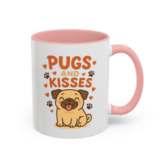 Pugs and Kisses Mug - Cute Funny Pug Coffee Cup Gift for Dog Lovers | Christmas, Secret Santa & Valentine's Day Present