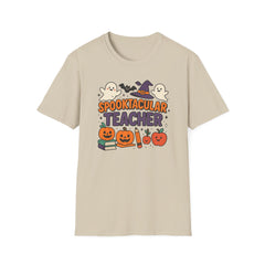 Spooktacular Teacher Halloween T-Shirt - Cute Ghost Pumpkin Witch Shirt - Funny Teacher Halloween Gift for Classroom or School, Staff Room