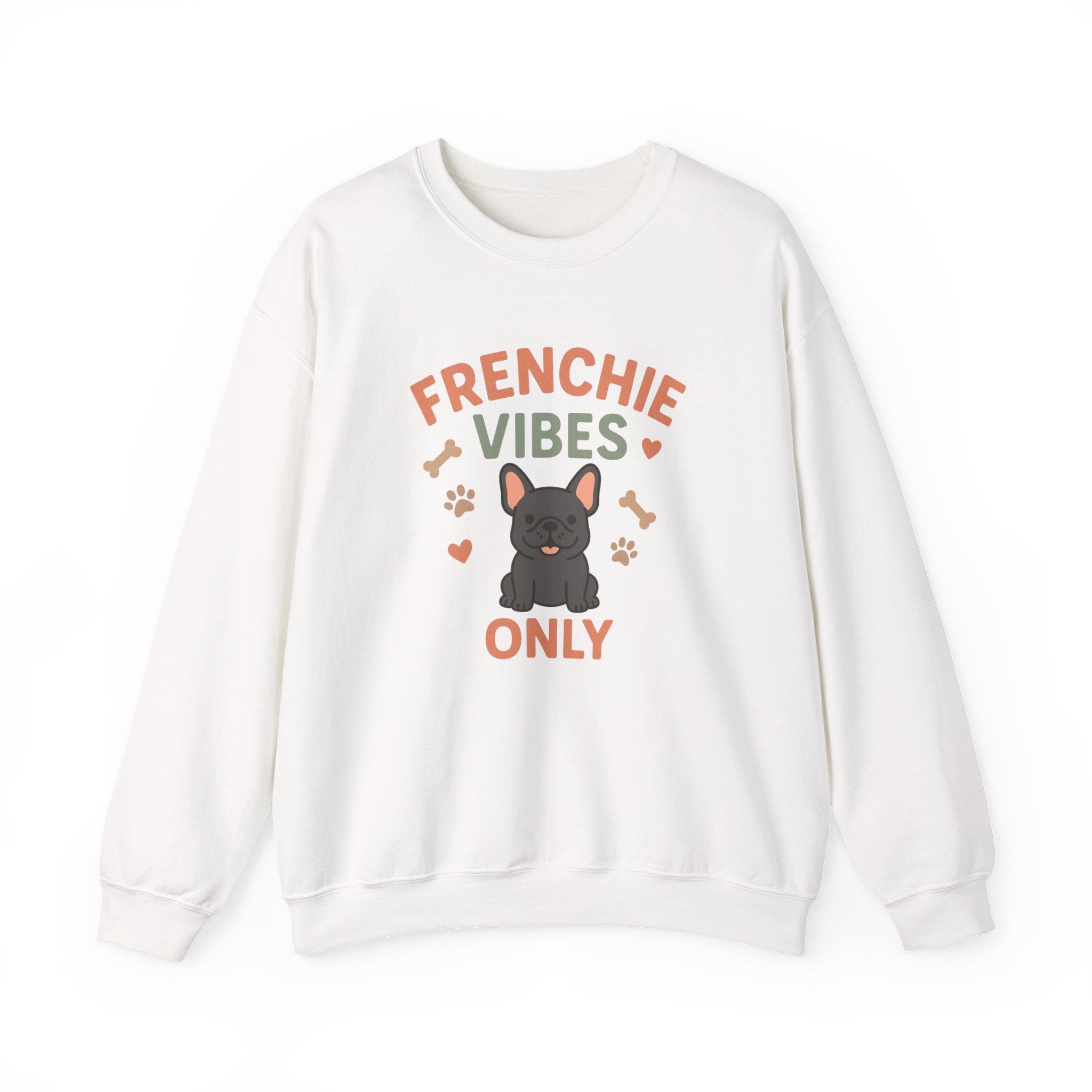 Funny Grey French Bulldog Christmas Sweatshirt - "Frenchie Vibes Only" Xmas Jumper - Secret Santa Gift for Dog Lovers