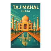 Taj Mahal India Vintage Travel Poster | Retro Mughal Architecture Wall Art Print | Iconic Landmark Decor