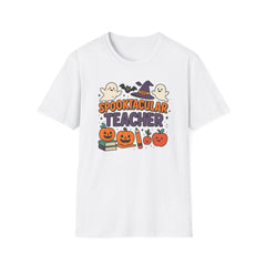 Spooktacular Teacher Halloween T-Shirt - Cute Ghost Pumpkin Witch Shirt - Funny Teacher Halloween Gift for Classroom or School, Staff Room