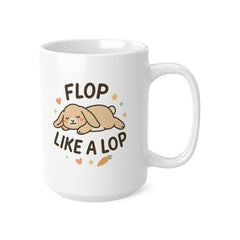Funny Bunny Christmas Mug - "Flop Like a Lop" Rabbit Coffee Cup | Cute Secret Santa Gift for Pet Lovers & Animal Owners, Lop Bunny