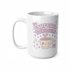 Espresso Yourself Sabrina Carpenter Mug - Cute Coffee Cup with Retro Text & Pop Princess Vibes - Pink Girly Gift for Sabrina Carpenter Fans
