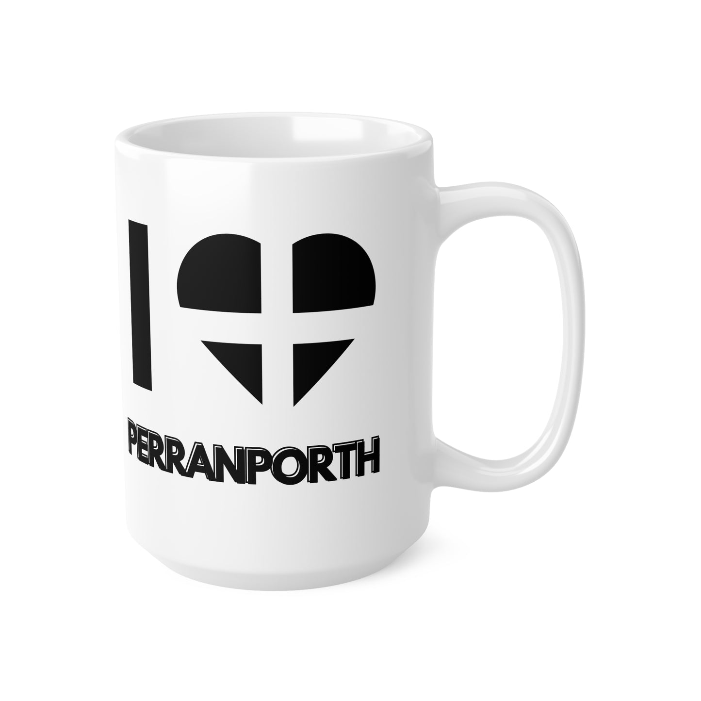 I Love Perranporth Mug – Cornwall Flag Heart Mug, Cornish Gift Souvenir