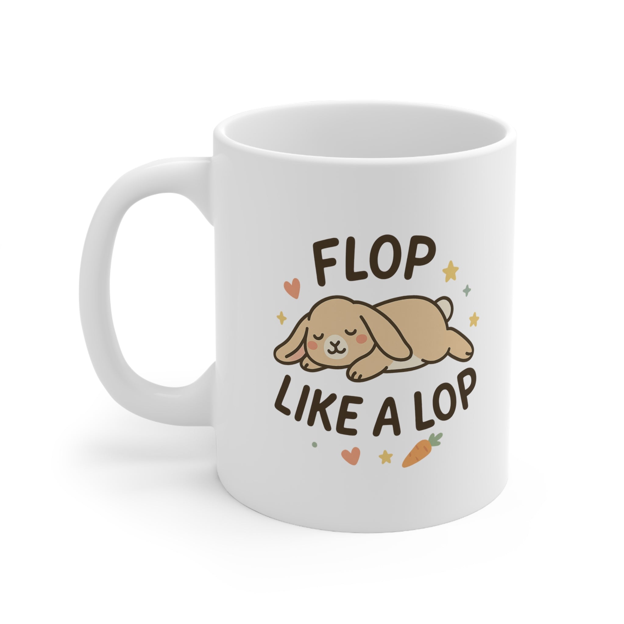 Funny Bunny Christmas Mug - "Flop Like a Lop" Rabbit Coffee Cup | Cute Secret Santa Gift for Pet Lovers & Animal Owners, Lop Bunny