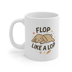 Funny Bunny Christmas Mug - "Flop Like a Lop" Rabbit Coffee Cup | Cute Secret Santa Gift for Pet Lovers & Animal Owners, Lop Bunny