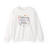 Funny Midwife Christmas Jumper - "Delivering Miracles Daily" Sweatshirt, Midwife Gift, Secret Santa Present, Christmas Sweater NHS Worker