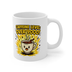 Caffeine Level: Over 9000 Mug - Funny Anime Coffee Cup for Otaku and Gamers - Bold Kawaii Design Gift for Coffee Addicts & Nerds