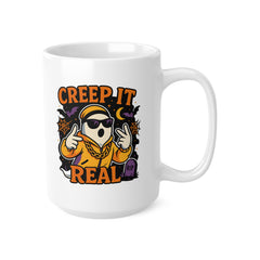 Creep It Real Funny Halloween Mug - Ali G Ghost Coffee Cup - Spooky Season Gift for Him or Her - Rapper Ghost Mug - Halloween Vibes