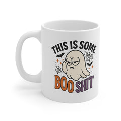 Funny Halloween Ghost Mug - This Is Some Boo Shit Coffee Cup - Sarcastic Gift for Friends, Secret Santa, Christmas Gag Gift, Spooky Cute Mug