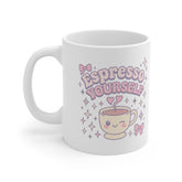 Espresso Yourself Sabrina Carpenter Mug - Cute Coffee Cup with Retro Text & Pop Princess Vibes - Pink Girly Gift for Sabrina Carpenter Fans