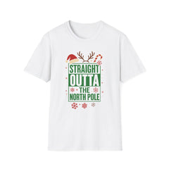 Straight Outta The North Pole Christmas T-Shirt - Funny Xmas Tee for Men Women - Secret Santa Gift, Holiday Party Shirt, Work Event Top NWA