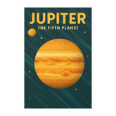Jupiter Planet Wall Art - Retro Style Fifth Planet Poster Print - Vintage Solar System Decor for Space and Astronomy Enthusiasts