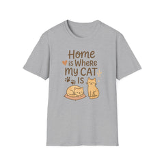 Funny Cat Christmas T-Shirt - "Home is Where My Cat Is" Shirt for Cat Lovers | Cute Secret Santa Gift | Cozy Xmas Cat Tee