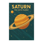 Saturn Retro Space Poster - Vintage Style Sixth Planet Wall Art Print - Mid Century Planet Decor for Astronomy Lovers and Gifts